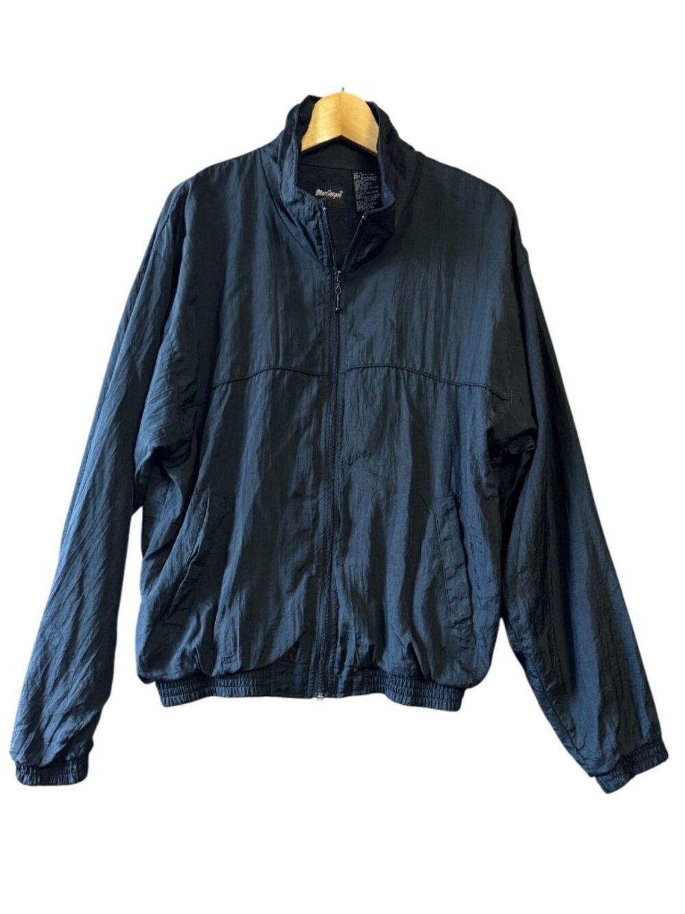 MacGregor Windbreaker Nylon Jacket Black Lightweight Full Zip - M